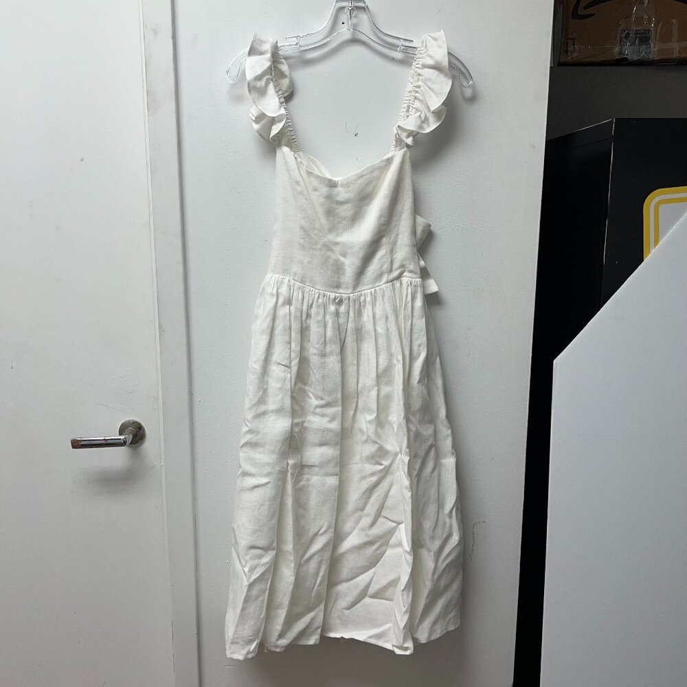 Reformation White Linen Midi Dress